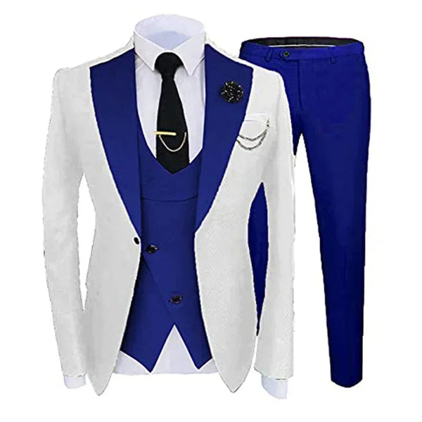 Elegant Slim Fit Men's Formal Suit Set - Groom Tuxedo with Jacket, Vest, and Pants